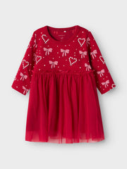 Name It Baby Girls Red Candy Cane Tulle Dress (0M-18M)