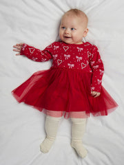 Name It Baby Girls Red Candy Cane Tulle Dress (0M-18M)