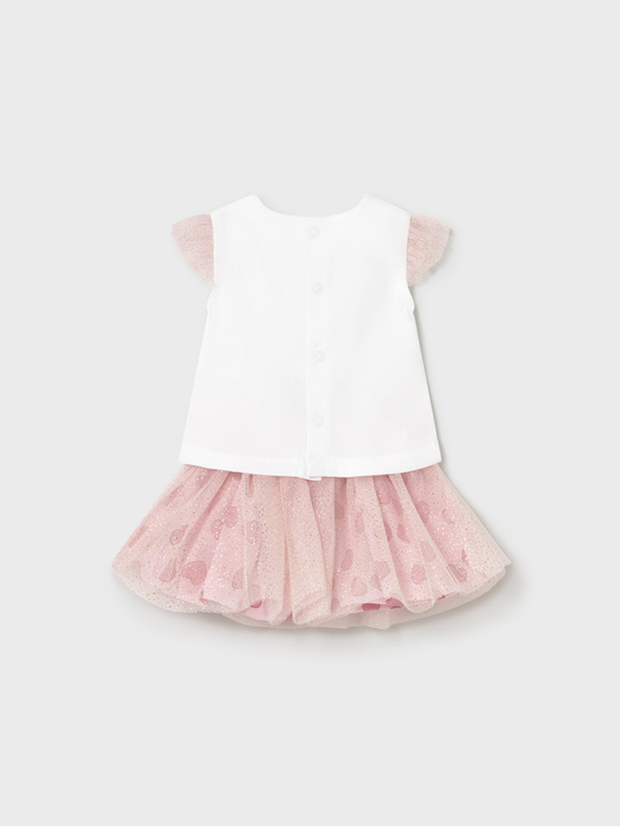 Mayoral Baby Girl Pink Heart Skirt & Top Set