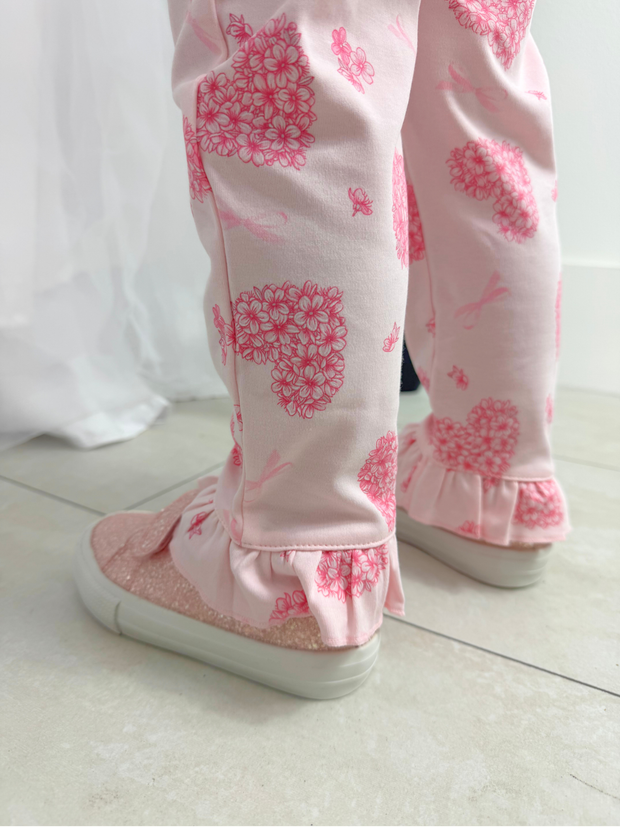 Mintini Girls Pink Floral Heart Legging Set (3M - 5Y)