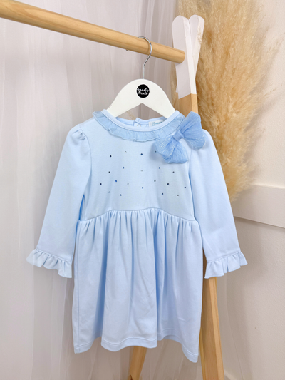 Mintini Girls Blue Diamante Bow Dress (12M - 5Y)