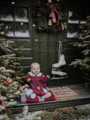 Baby Girls Festive Tartan Dress With Collar (3M-18M) - Red