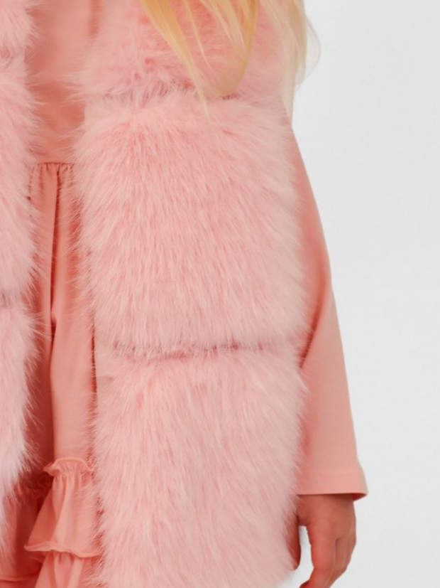 Girls 'Alora' Faux Fur Gilet (12M - 8Y) - Pink