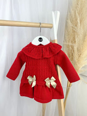 Baby Girl Red Knitted Carmen Dress