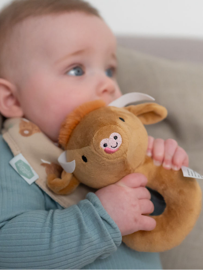 Ziggle Highland Cow Plush Baby Rattle