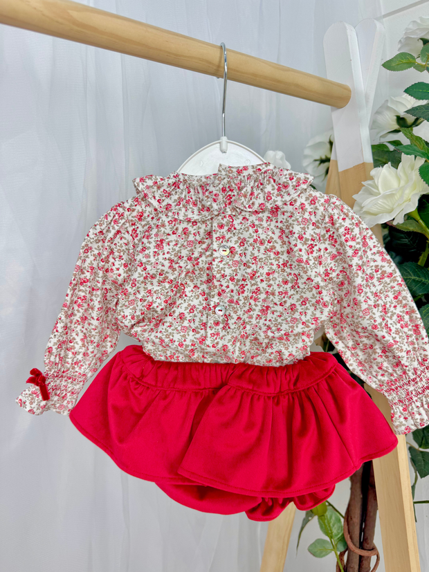 Deolinda Girls 'Sarah' Red Top & Bloomers Set (3M-24M)