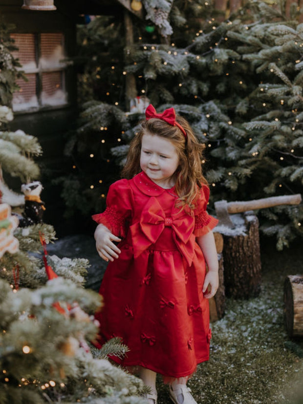 Caramelo Kids Girls Red Bow Dress 1Y-6Y Party Dress