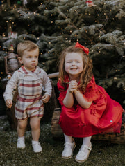 Pex Boys Red Tartan Dungaree Outfit 3M-18M