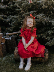 Caramelo Kids Girls Red Bow Dress 1Y-6Y Party Dress