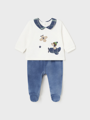 Mayoral Baby Boy Dog & Plane Velour Outfit Set - 2 Colours