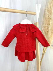 Baby Girl Red Knitted Carmen Dress