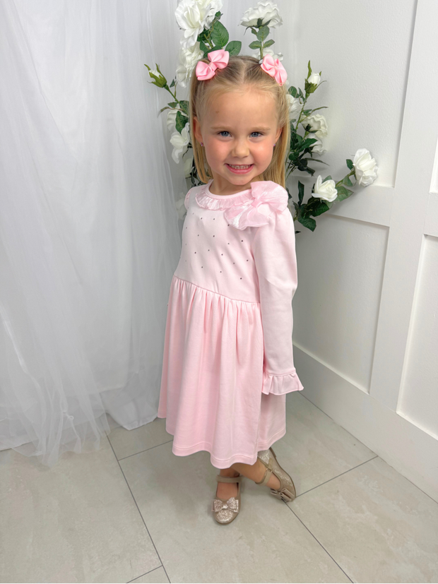 Mintini Girls Pink Diamante Bow Dress (12M - 5Y)