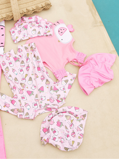 Mayoral Baby Girl Pink Bathing Bodysuit & Sun Hat