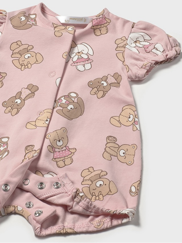 Mayoral Baby Girl Pink Teddy Romper