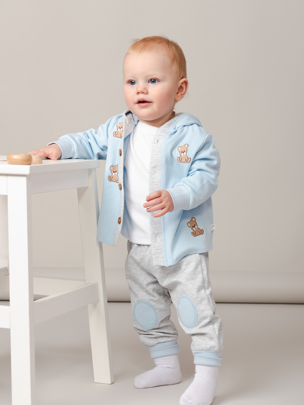 Caramelo Kids Boys 3 Piece Teddy Set - Sky