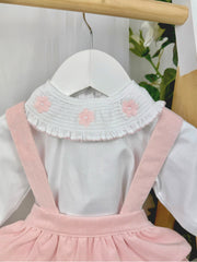 Deolinda Girl 'Joan' Pink Ribbed Romper & Shirt (3M-3Y)