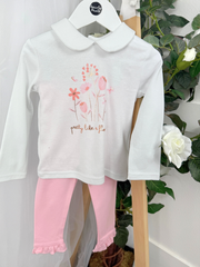 Girls 'Pink Floral' 3 Piece Gilet Outfit Set (12M-5Y)