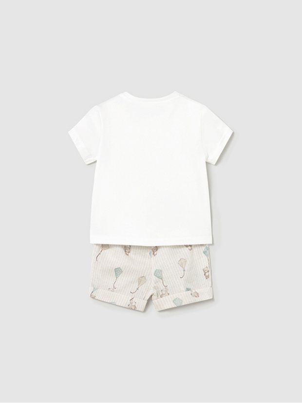 Mayoral Baby Boy White & Green Kites Shorts Set