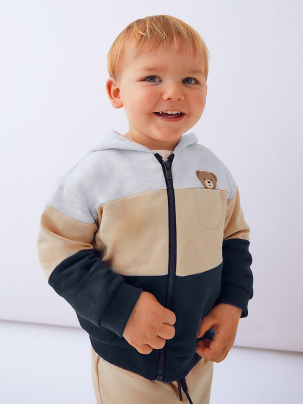 Mayoral Toddler Boy Beige & Navy Bear Tracksuit (12M-4Y)