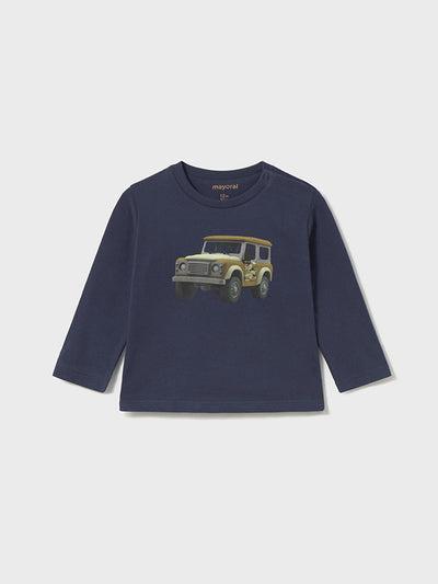Mayoral Toddler Boy Navy Car Long Sleeve Top (12M-4Y)