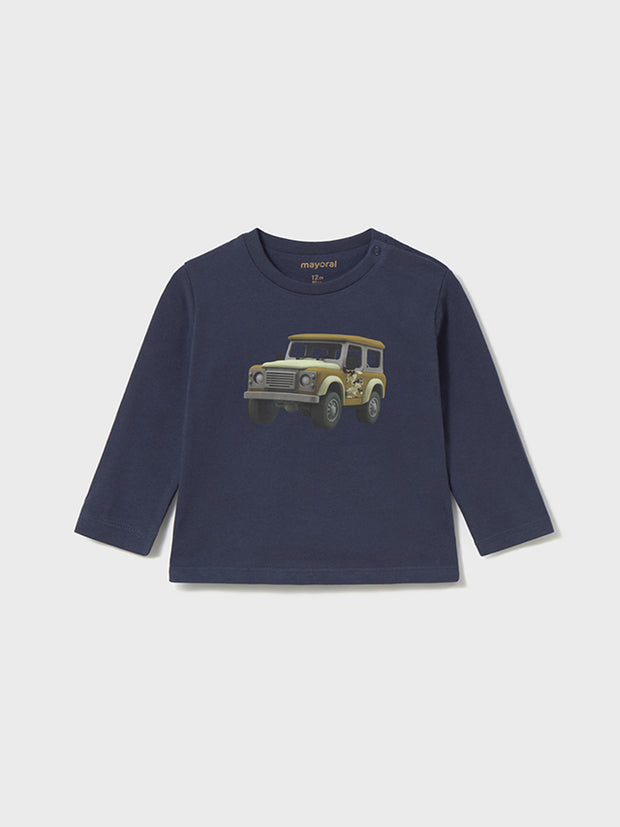 Mayoral Toddler Boy Navy Car Long Sleeve Top (12M-4Y)