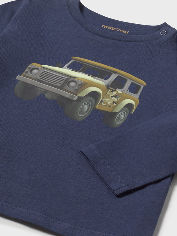 Mayoral Toddler Boy Navy Car Long Sleeve Top (12M-4Y)