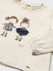 Mayoral Toddler Girl '2 Girls' In Blue Long Sleeve Top (12M-4Y)