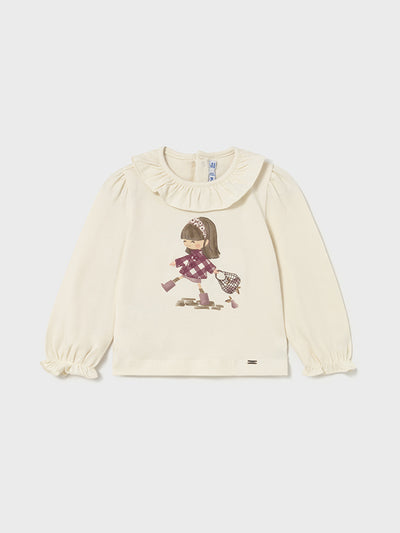 Mayoral Toddler Girl Red Gingham Graphic Long Sleeve Top (12M-4Y)