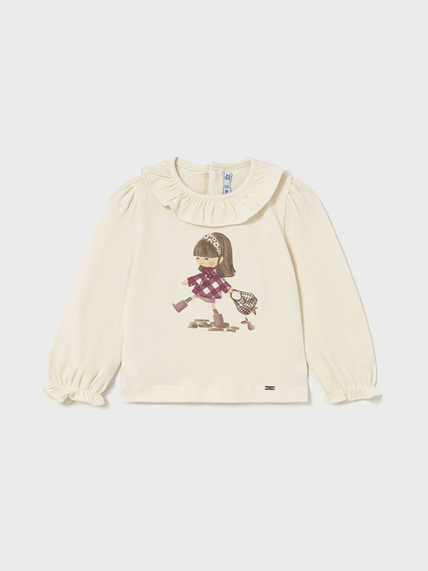 Mayoral Toddler Girl Red Gingham Graphic Long Sleeve Top (12M-4Y)
