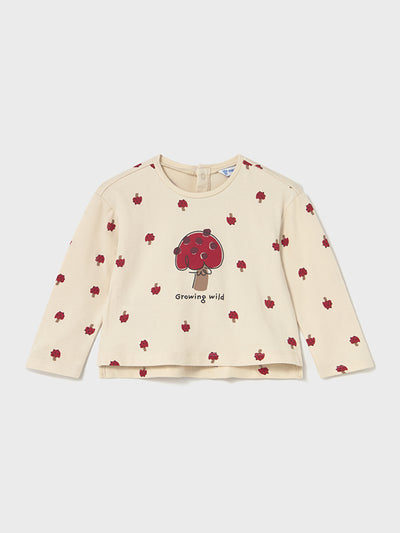 Mayoral Toddler Girl Red Mushroom Long Sleeve Top (12M-4Y)