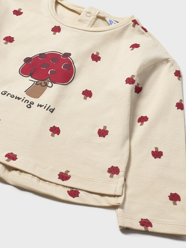 Mayoral Toddler Girl Red Mushroom Long Sleeve Top (12M-4Y)