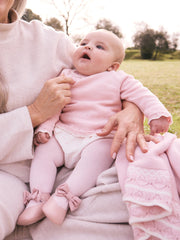 Mayoral Baby Girl Pink & White Bloomer Outfit Set With Tights (1M-12M)