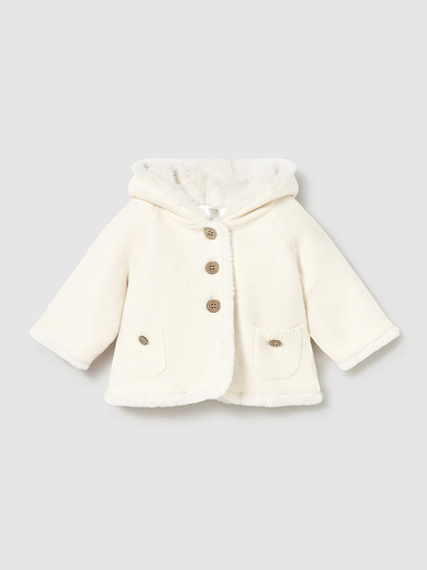 Mayoral Unisex Cream Pom Pom Knit Cardigan (2M-18M)