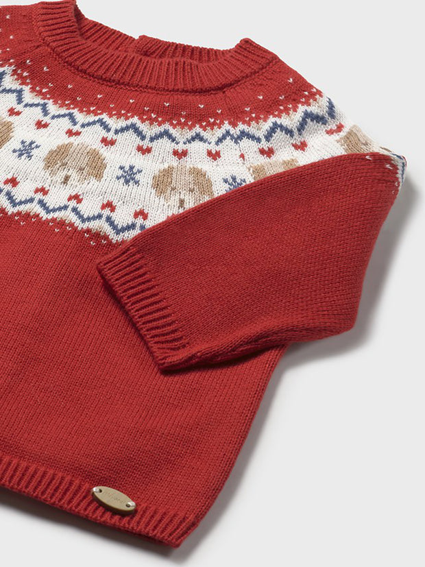 Mayoral Baby Boy Red Festive Doggy Jumper (2M-18M)