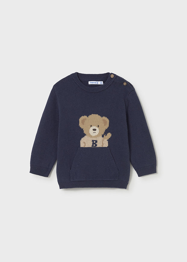 Mayoral Toddler Boy Navy Teddy Bear Knit Jumper (12M-4Y)