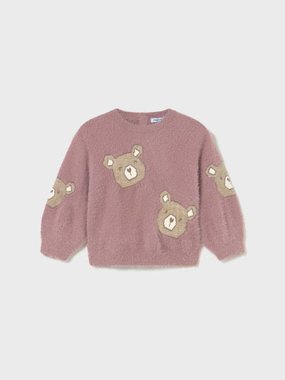 Mayoral Toddler Girl Pink Teddy Bear Fluffy Jumper (12M-4Y)