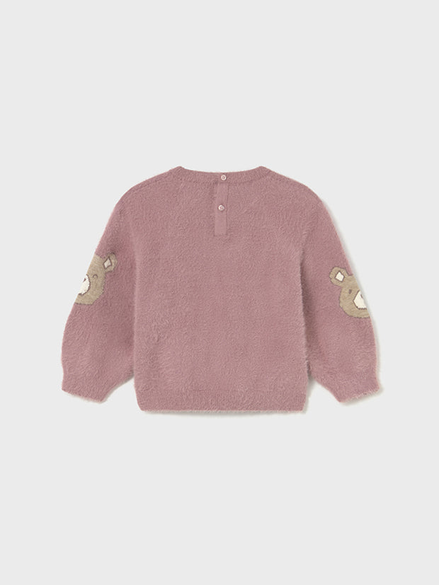 Mayoral Toddler Girl Pink Teddy Bear Fluffy Jumper (12M-4Y)