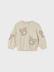 Mayoral Toddler Girl Beige Teddy Bear Fluffy Jumper (12M-4Y)