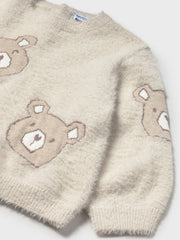 Mayoral Toddler Girl Beige Teddy Bear Fluffy Jumper (12M-4Y)