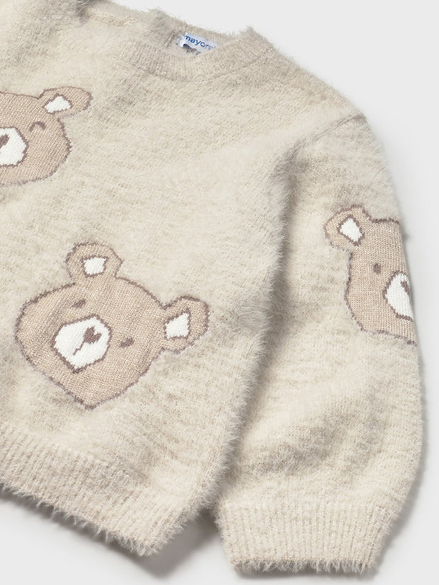 Mayoral Toddler Girl Beige Teddy Bear Fluffy Jumper (12M-4Y)