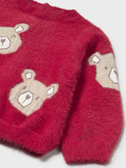 Mayoral Toddler Girl Red Teddy Bear Fluffy Jumper (12M-4Y)