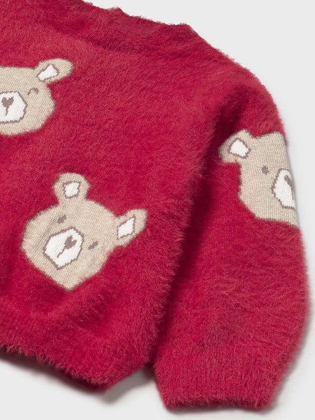 Mayoral Toddler Girl Red Teddy Bear Fluffy Jumper (12M-4Y)