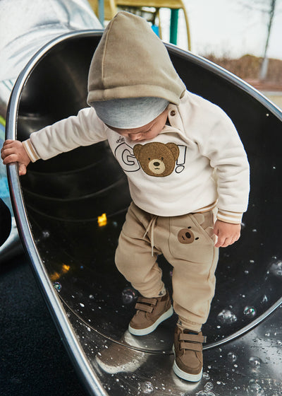 Mayoral Toddler Boy Cream Bear Cuffed Joggers (12M-4Y)