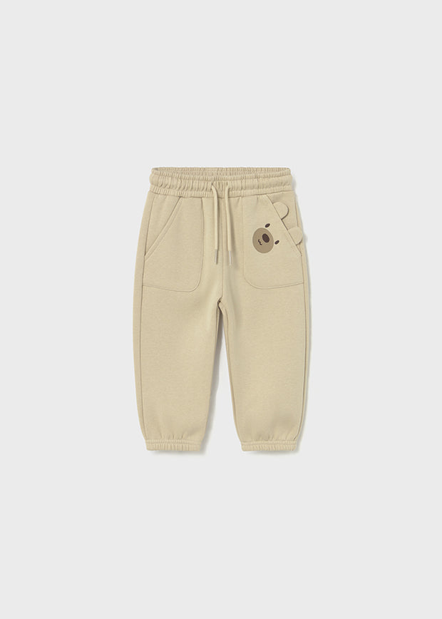 Mayoral Toddler Boy Cream Bear Cuffed Joggers (12M-4Y)