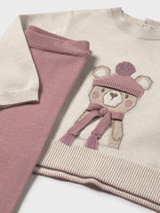 Mayoral Toddler Girl Winter Bear Pink & Cream Outfit Set (12M-4Y)