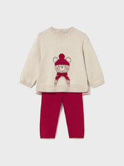Mayoral Toddler Girl Winter Bear Red & Cream Outfit Set (12M-4Y)