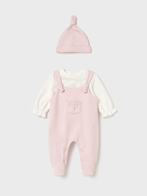 Mayoral Baby Girl Pink Dungaree & Hat (1M-12M)