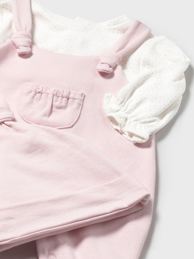 Mayoral Baby Girl Pink Dungaree & Hat (1M-12M)