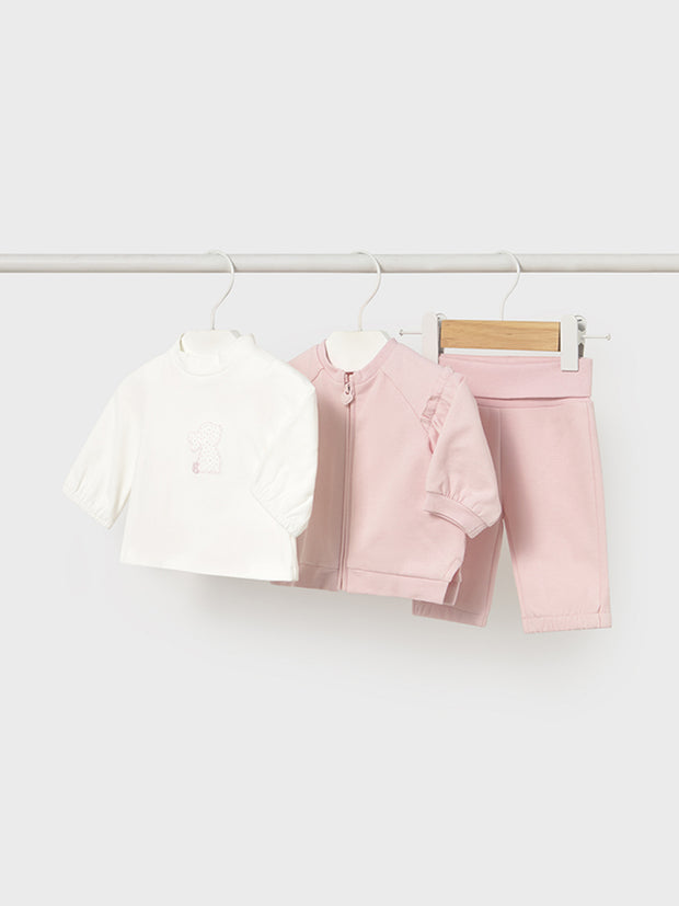 Mayoral Baby Girl 3 Piece Pink Bunny Outfit Set (2M-12M)