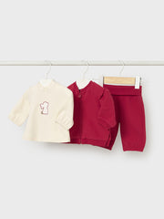 Mayoral Baby Girl 3 Piece Red Bunny Outfit Set (2M-12M)